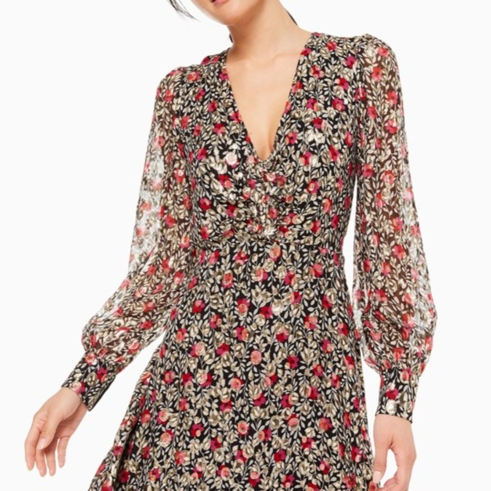 Kate Spade ♠️ Floral Park Clip Dot Metallic Dress